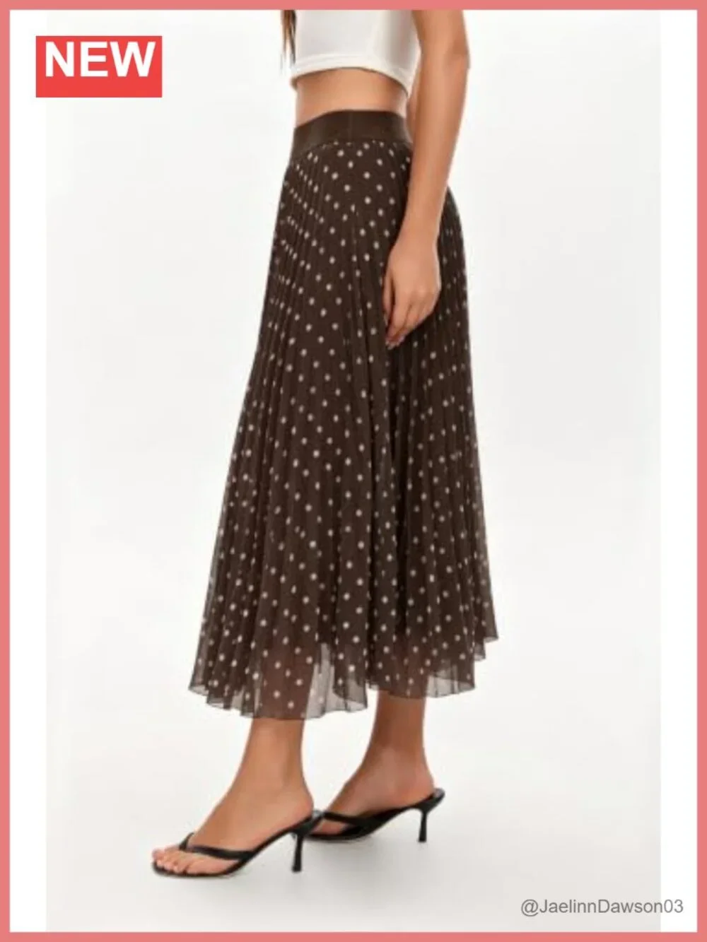 Elegant Flowy Pleated Chiffon A-Line Swing Midi Skirt Elastic Waist Soft Lining